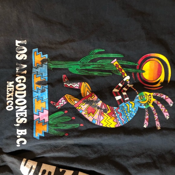 Vintage 90s Los Algodones Mexico navy distressed Zip Up Jacket hoodie sz 44 - Picture 8 of 9